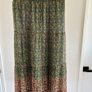 ba&sh Pleated Metallic Midi Skirt, size 6